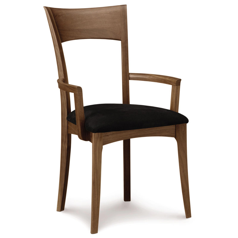 Ingrid 19.25'' H Upholstered Cherry Armchair, Natural Walnut, Ebony