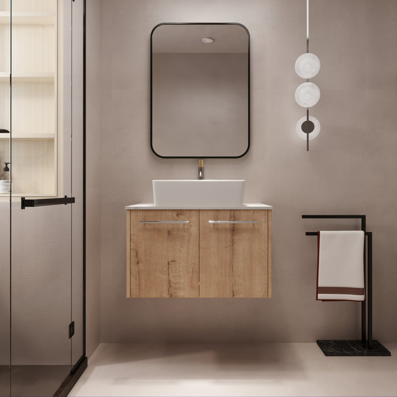 Meuble-lavabo mural simple 30 po avec comptoir en céramique