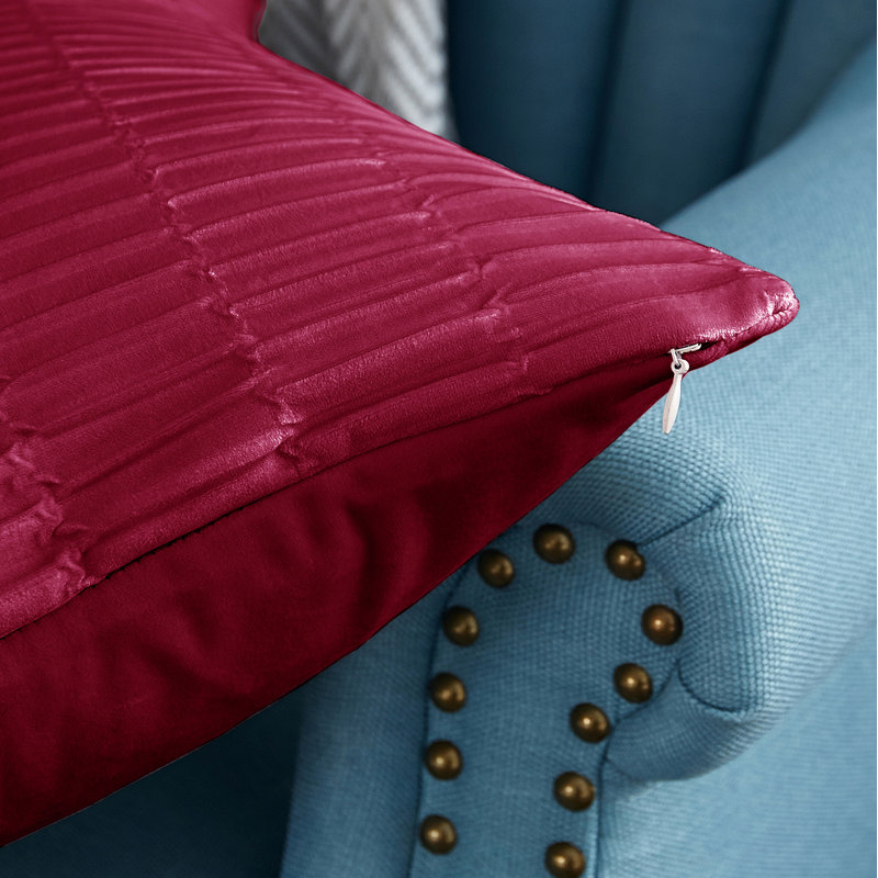 Pleated Velvet Lumbar Pillow Covers, Garnet