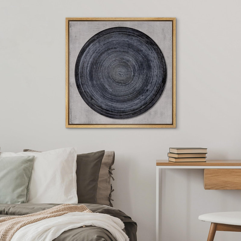«Black Geometric Circle Spiral», reproduction sur toile flottante, Naturel, H 16 po x l 16 po x P 1,5 po