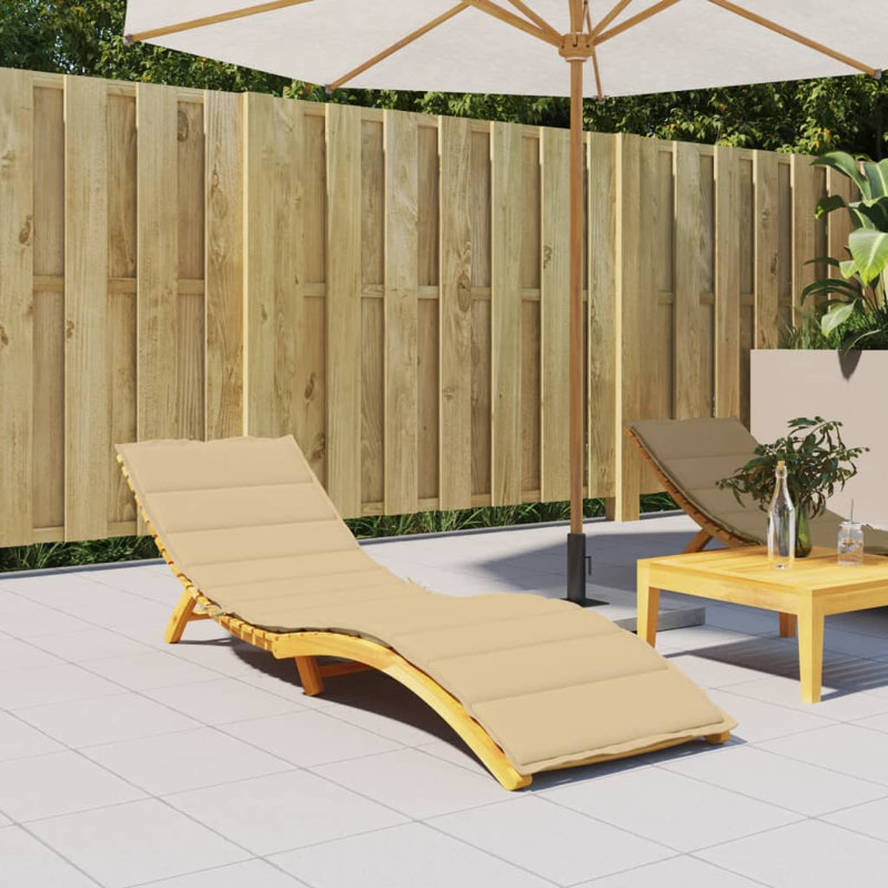 Tissu 1,6 po avec coussin de chaise longue Ebern Designs, L 78,7 po x P 19,7 po, Beige