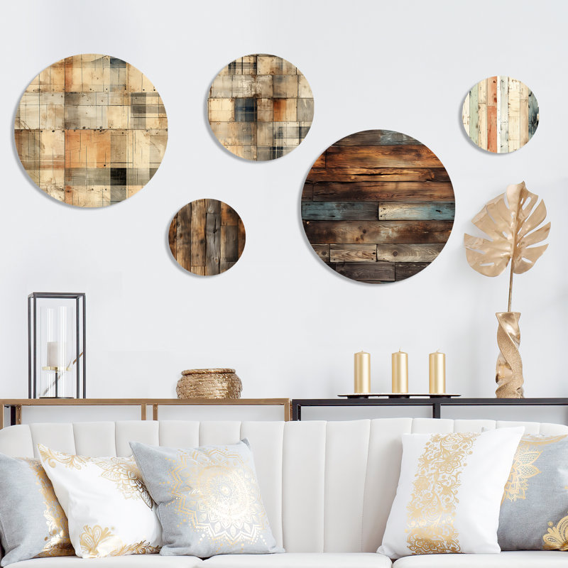 Erika - Ensemble de 5 reproductions d'art abstrait rond