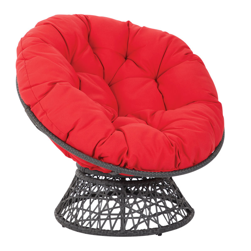 Leianna Upholstered Swivel Accent Chair, Red Polyester Blend, Black 