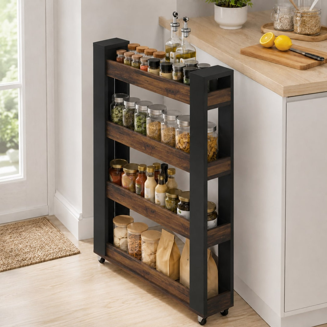 Slim 4-Tier Rolling Kitchen Storage Trolley Cart with Wheels