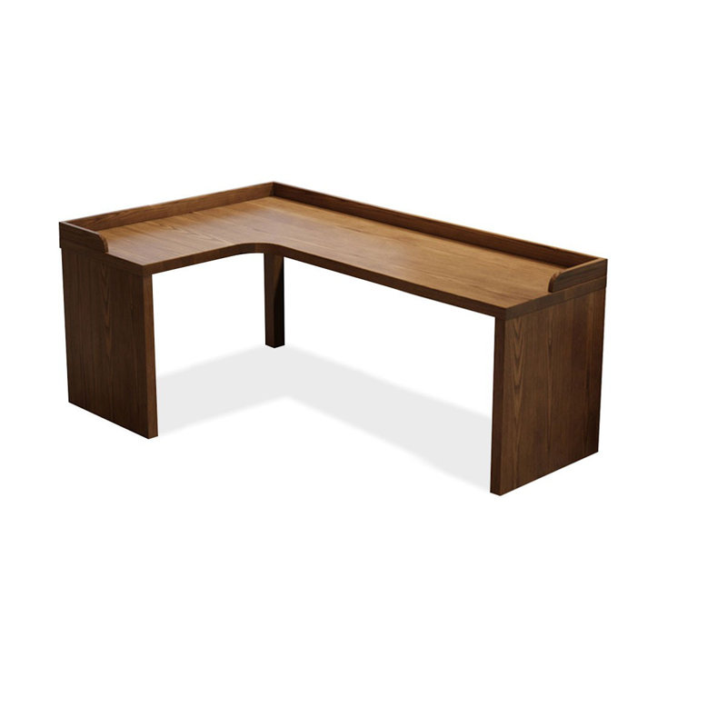 Light walnut L-Shaped Solid Wood desks, 29.53" H x 62.99" W x 47.24" D, Left Hand Return