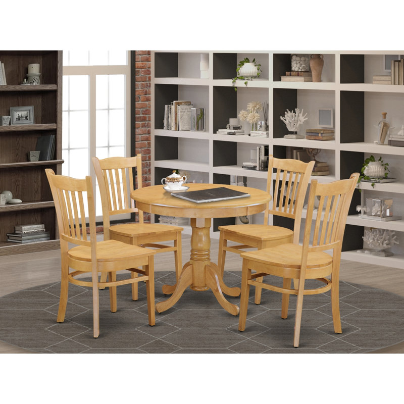 Wolken Rubberwood Solid Wood Dining Set, 30" H x 42" W x 42" D, 3 Pieces: Table, 2 Chairs, Oak