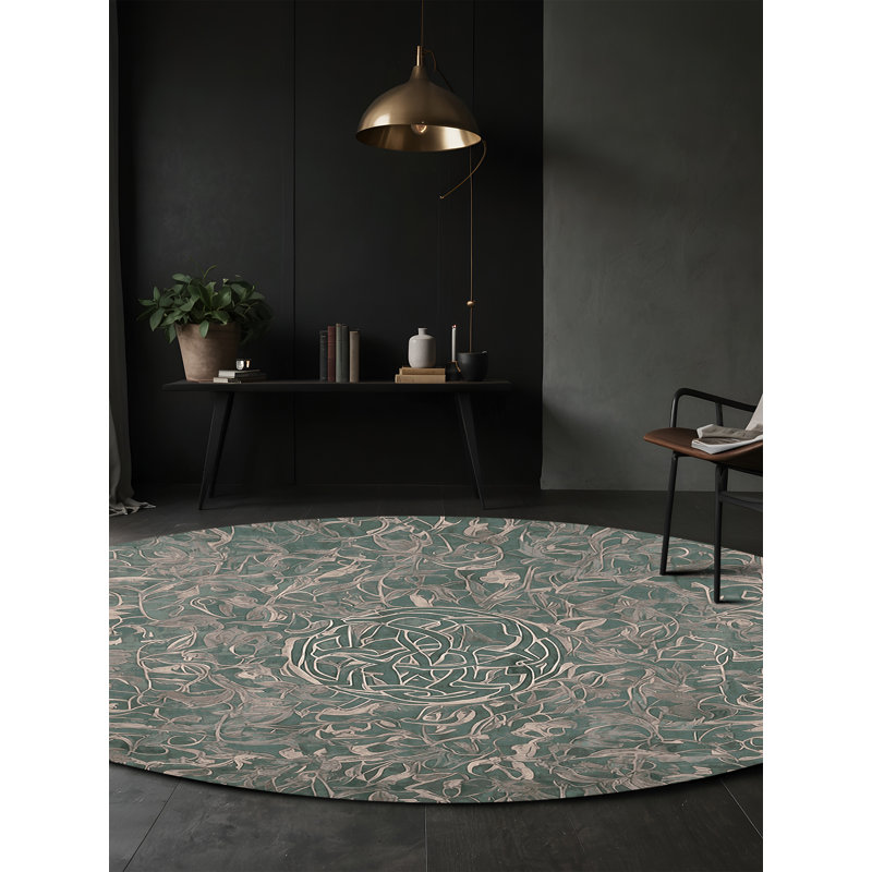 Tapis gris lavable à la machine, Rond 8 pi