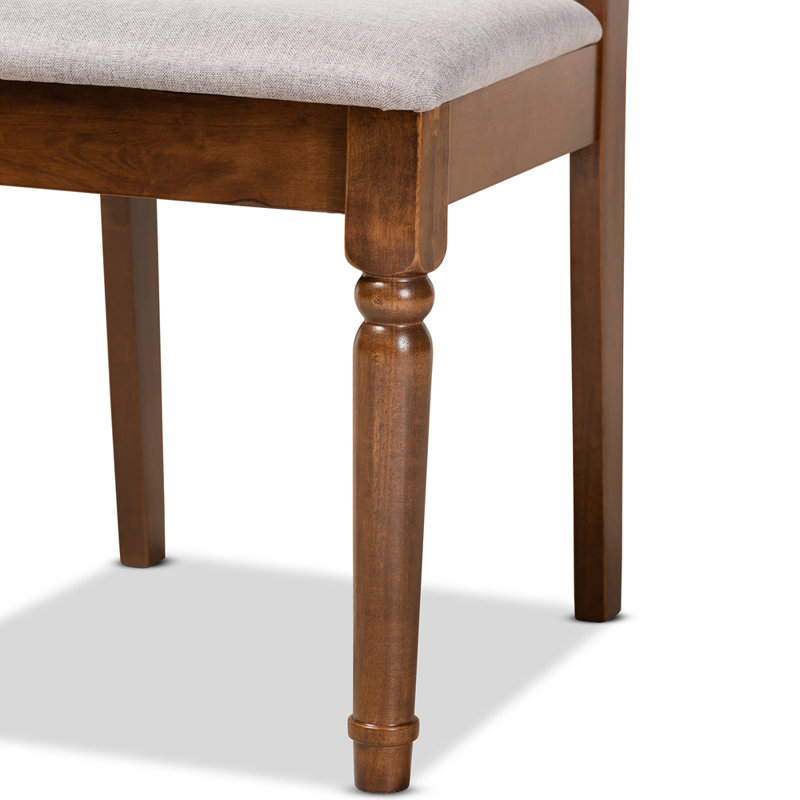 Ensemble de salle à manger 5 pièces Emond en tissu gris et bois fini noyer, H 38,6 po x l 18,7 po x P 19,3 po Emond
