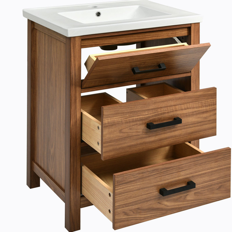 Meuble-lavabo simple 24,4 po avec comptoir en céramique Charlen