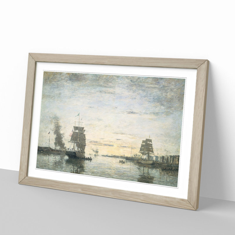 Entrance to the Harbor by Eugene Boudin - Picture Frame Painting, 48cm H x 65cm W x 2cm D, Oak Framed