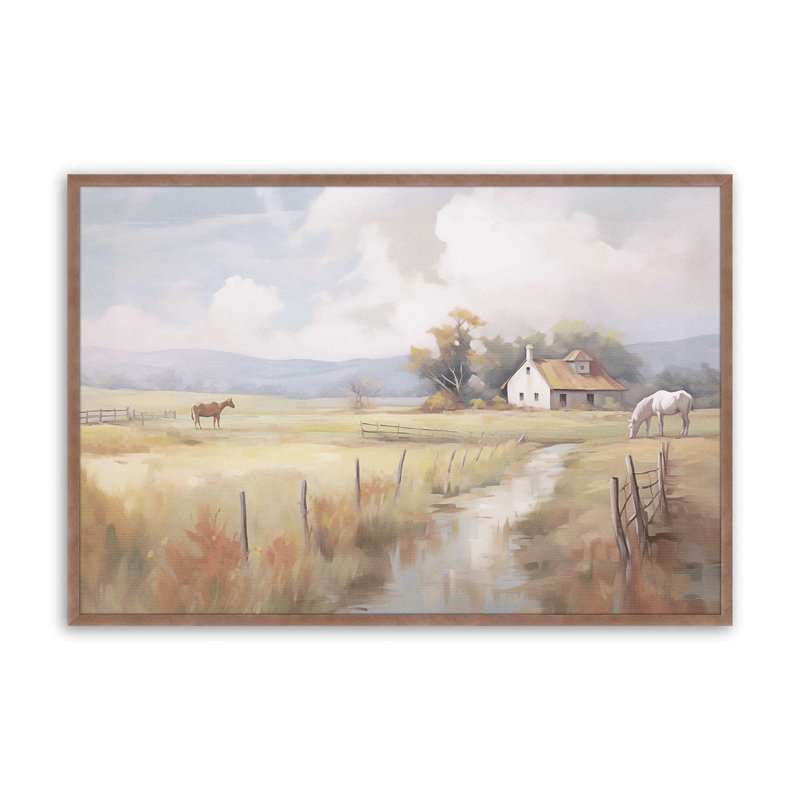 «Peaceful Farmhouse Meadow», reproduction encadrée, Rose poudre, H 12,25 po x l 15,25 po