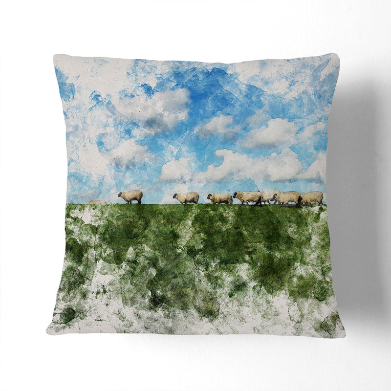 Flock Of Sheep Vol.4 Square Throw Cushion, 55cm H x 55cm W x 20cm D, White