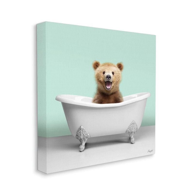 Ourson dans la baignoire par Roozbeh, H 24 po x l 24 po x P 1,5 po