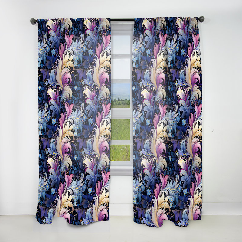 Ethereal Whispers Paisley Pattern III - Glam Velvet Curtain - Room Darkening - 1 panel, 52" W x 108" L