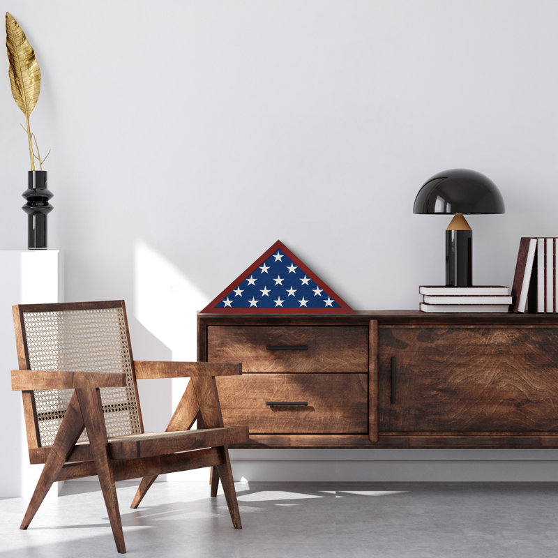 Small Flag Display Case for Memorial Service - Fits Folded 3x5" Flag - Elegant Military Flag Display Case - Plexiglass Cover