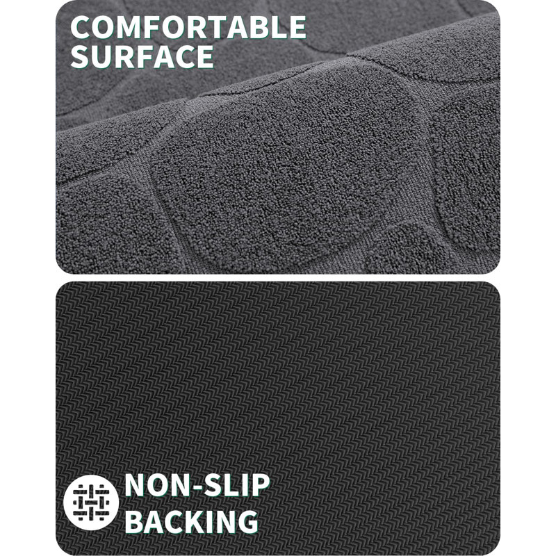 Emslie Non Slip Rubber Bath Rug, 20"W x 47"L, Gray