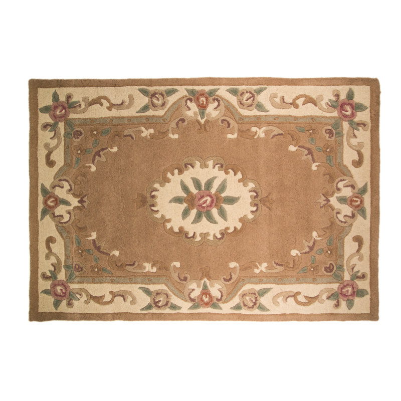 Tapis de surface beige en laine touffeté à la main Strouse