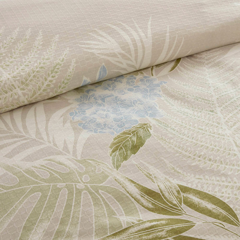 Ensemble de couette brodée surdimensionnée en coton 6 pièces, bleu/vert, format Queen