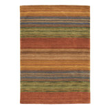 Brushstroke Striped Handmade Tufted Wool Red/Orange/Green Area Rug