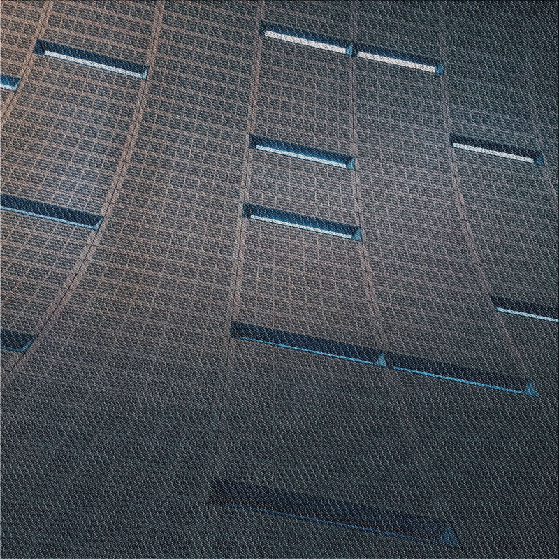 Tapis gris/bleu à tisser électrique, Carré 6 pi