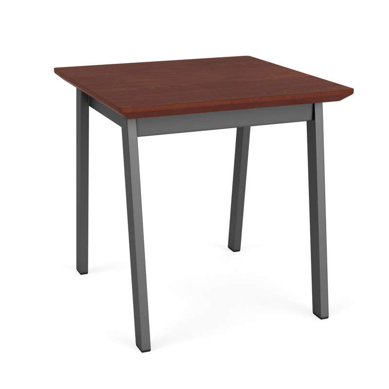 Newport Waiting Reception End Table Metal Frame 20x20" High Pressure Laminate Top, Charcoal, Canyon Cherry HPL