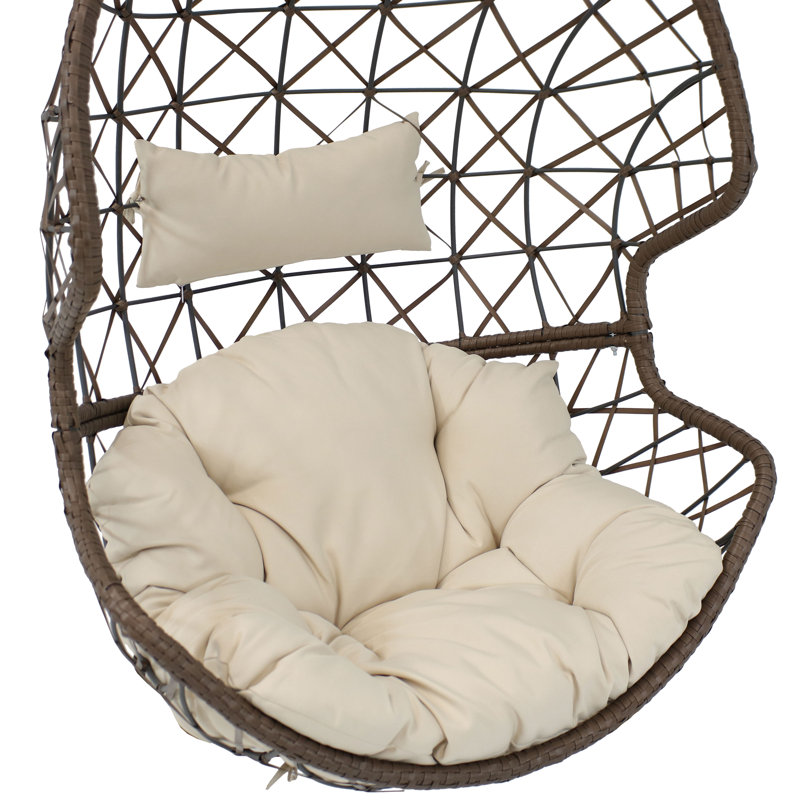 Chaise suspendue en osier avec coussins Danielle, Beige