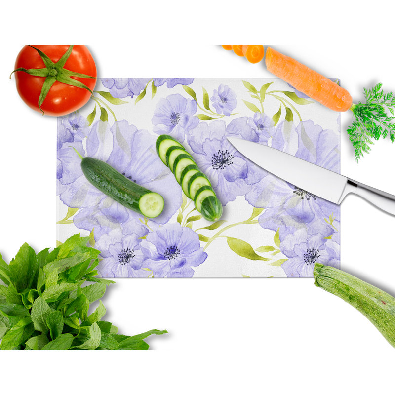 Planche à découper fleurs en verre trempé caroline de trésors