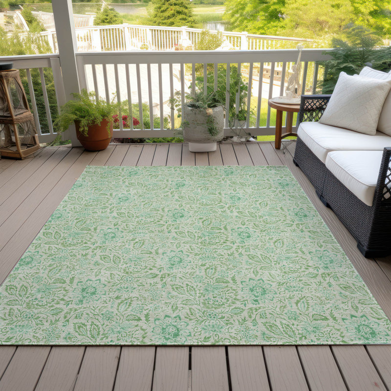 Washable Floral Indoor / Outdoor Rug, Rectangle 5' x 7'6"