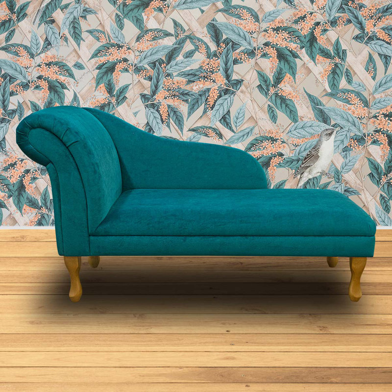 Upholstered Chaise Lounge, Velvet, Brown
