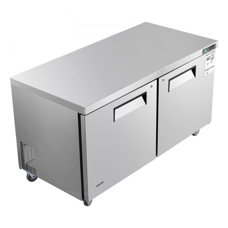 Commercial Freezer Prepration Worktable Stainless Steel 60 inch Double Door