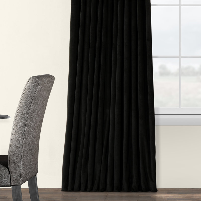Olivia Velvet Blackout Curtain (1 Panel), 100" W x 84" L, Blackforest Green