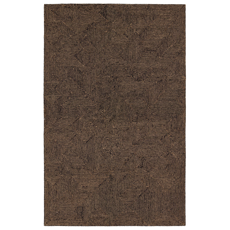 Alaska Geometric Hand Tufted Jute/Wool Area Rug in Tan/Black