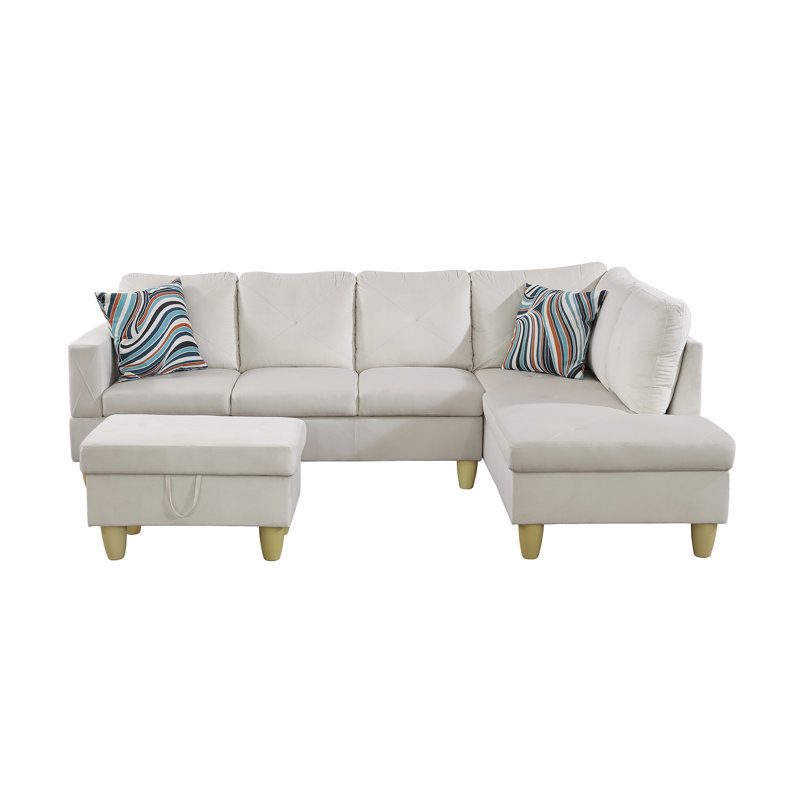 Canapé modulaire rembourré 3 pièces Phifer, Blanc, Brun