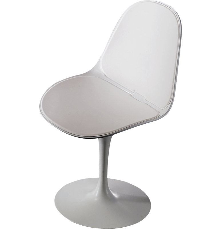Chaise d’appoint Nicla, Blanc brillant / noir, Chrome