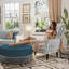 Round Tassel Upholstered Cocktail Ottoman Coffee Table