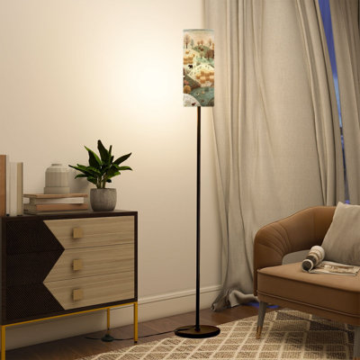  Lampe sur pied 68,5 po à fixation sur pied en métal sans soudure à intensité variable avec abat-jour en lin DEL Farm Farm