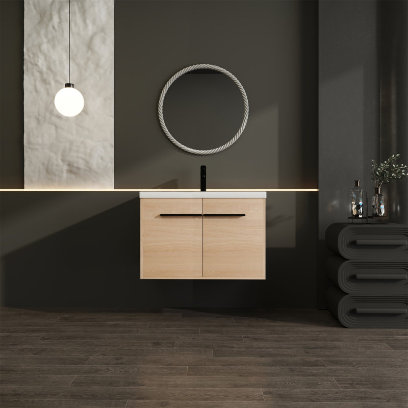Meuble-lavabo de salle de bain avec lavabo à poser en résine, 30"
