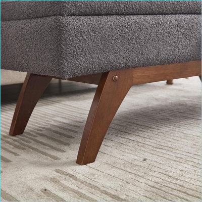 Ottoman with Teddy Fabric &amp; Storage | Footstool &amp; Bed End Stool | Wood