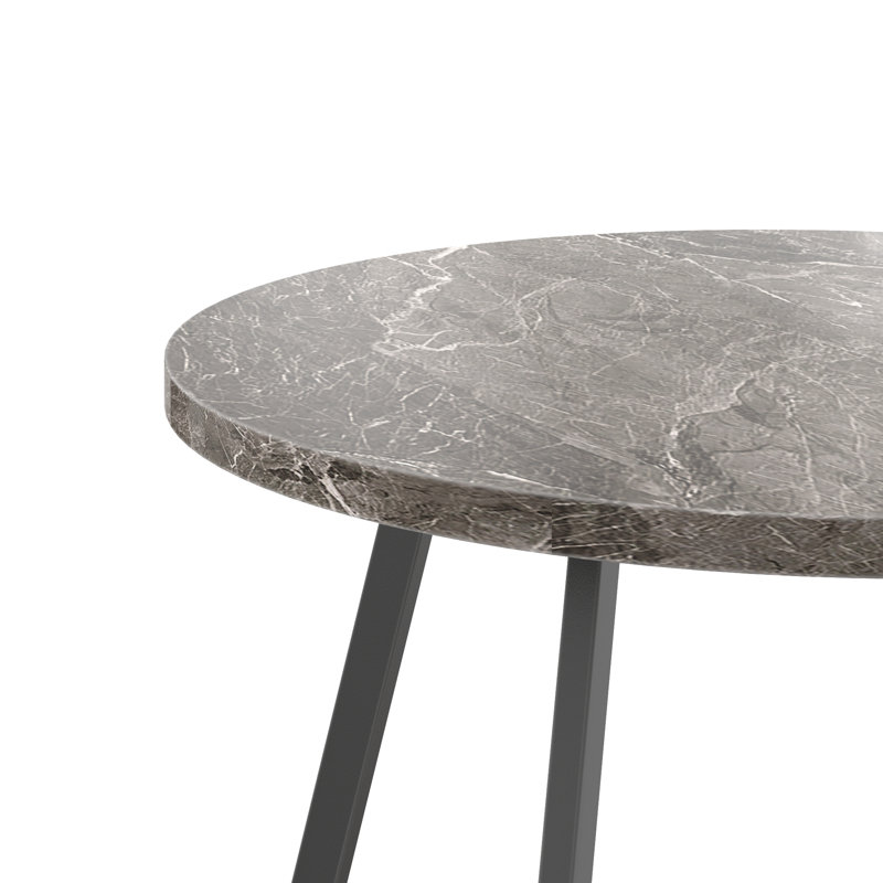 Kilwin 3-Piece Round Dining Set, Marble Brown/Black