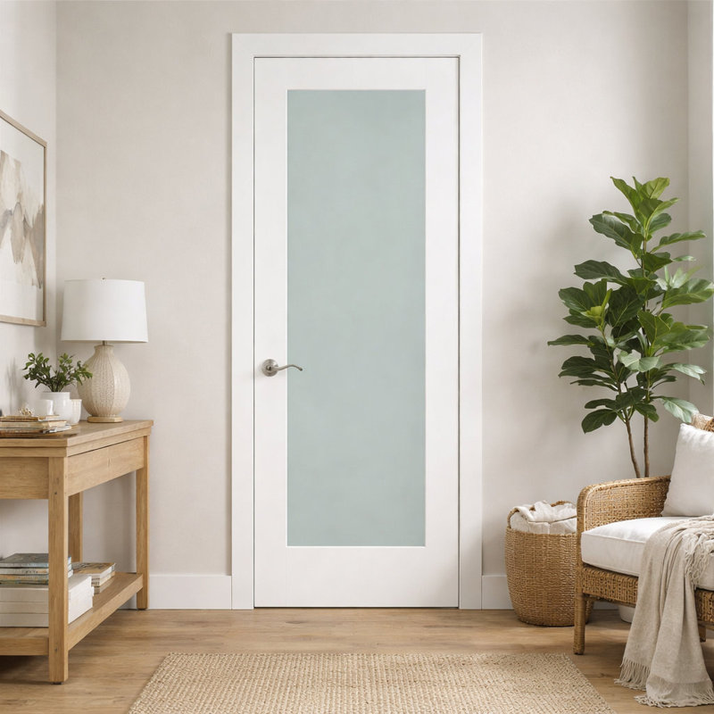 Dalle de porte intérieure en verre givré blanc apprêté 1-Lite, 80 po, Gauche, 36" x 96"
