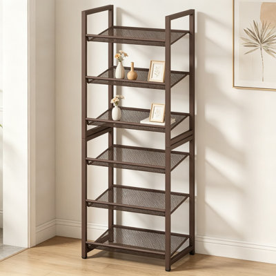 6 Tier Shoe Rack, Stackable Shoe Storage with Mesh Shelves, Holds 12-15 Pairs, Adjustable Removable Shelves, Metal Shoe Organizer for Entryway Closet