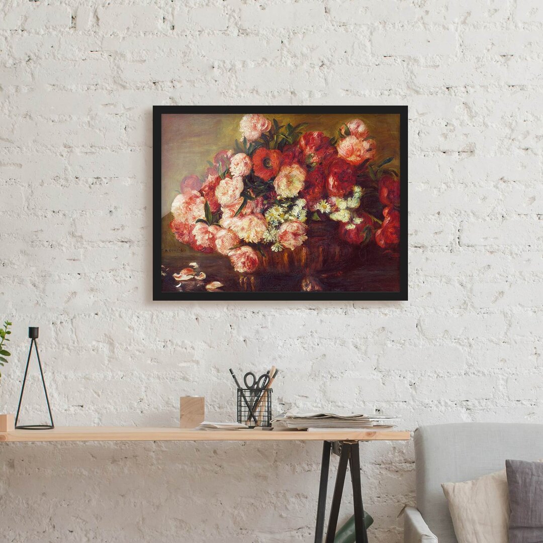 Gerahmtes Poster Still Life with Peonies von Auguste Renoirs