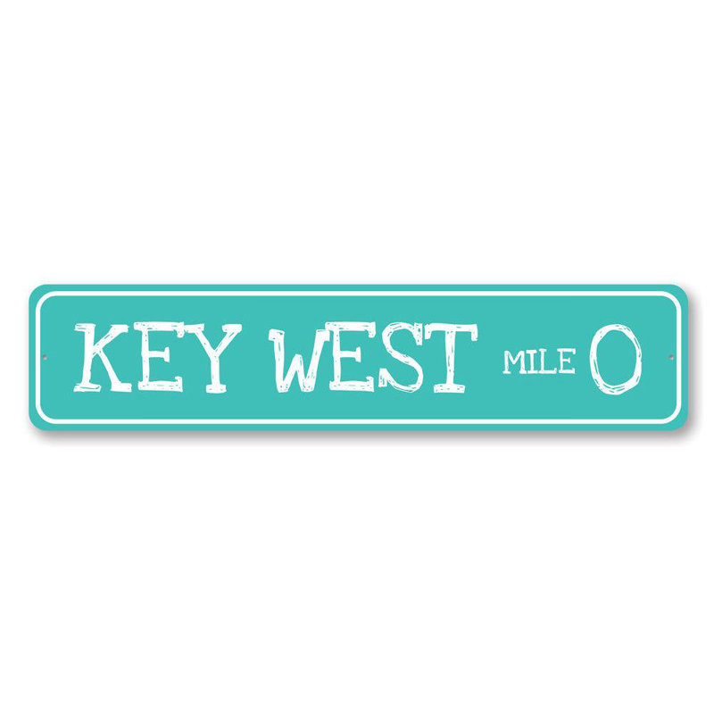 Enseigne en aluminium Key West Mile Marker, H 4 po x l 18 po x P 0,04 po