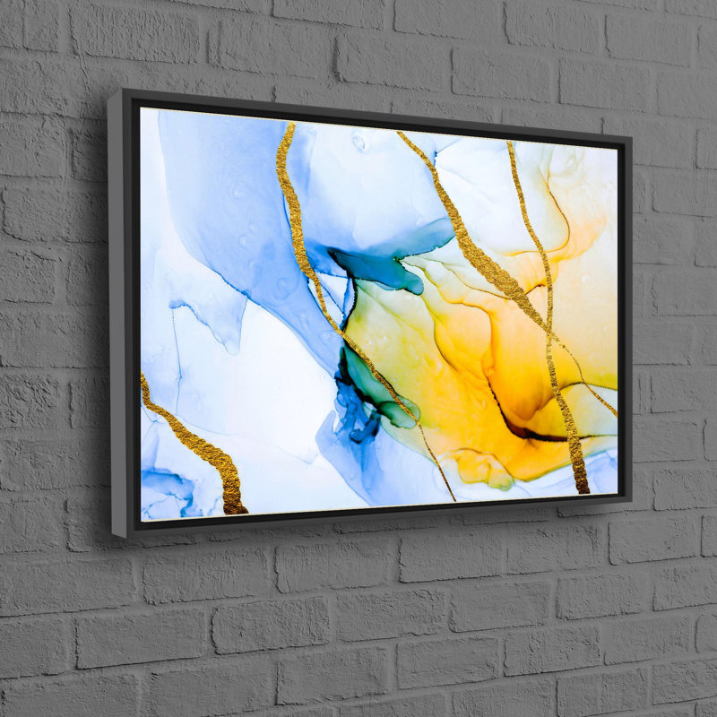 Abstract Marble Art Wall Decor Canvas for Holiday Personalized Gift, Black Floater Framed, 20 cm H x 30 cm W