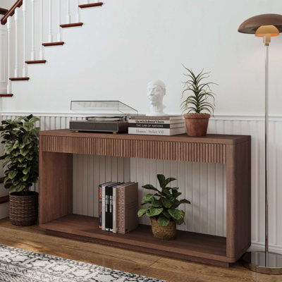 Console Elowen de 60 po avec 2 tiroirs et table de canapé en bois
