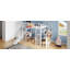 Lit mezzanine en métal avec bureau intégré, garde-robe ouverte, panier de basketball, glissade et escalier-112693411
