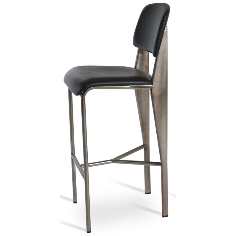 Tabouret de comptoir et de bar Cove, Tabouret de bar (hauteur d'assise de 29,5 po), Siège noir / cadre bronze industriel