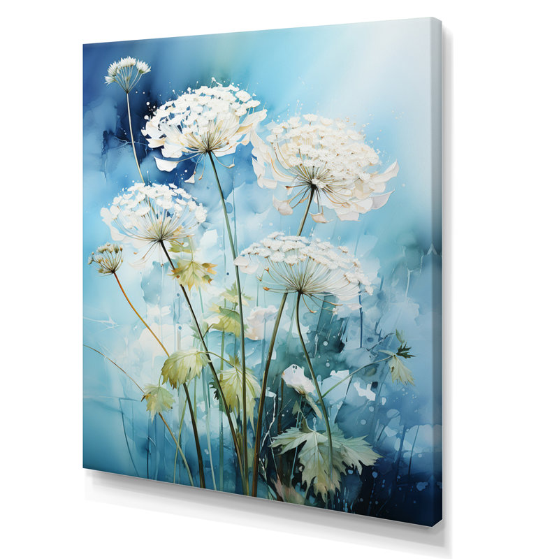 Meadow Queen Annes Lace - Floral and Botanical Wall Art Living Room, H 40 po x l 30 po x P 1,5 po, Toile tendue