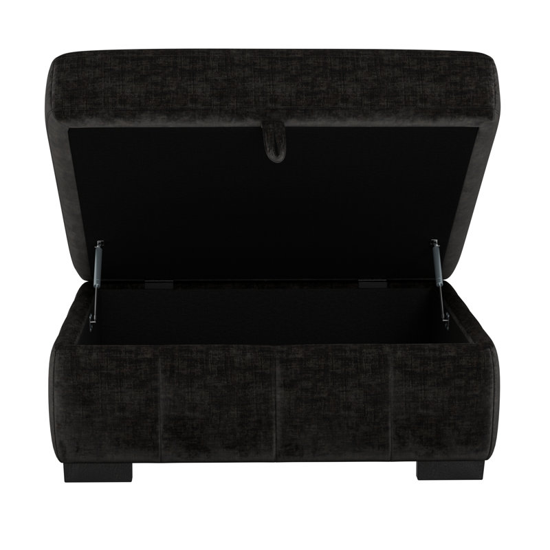 black upholstered storage ottoman