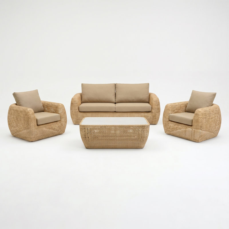 Sydney 4-Piece Sunbrella® Outdoor Patio Seating Set - Canvas Beige, Canvas Beige